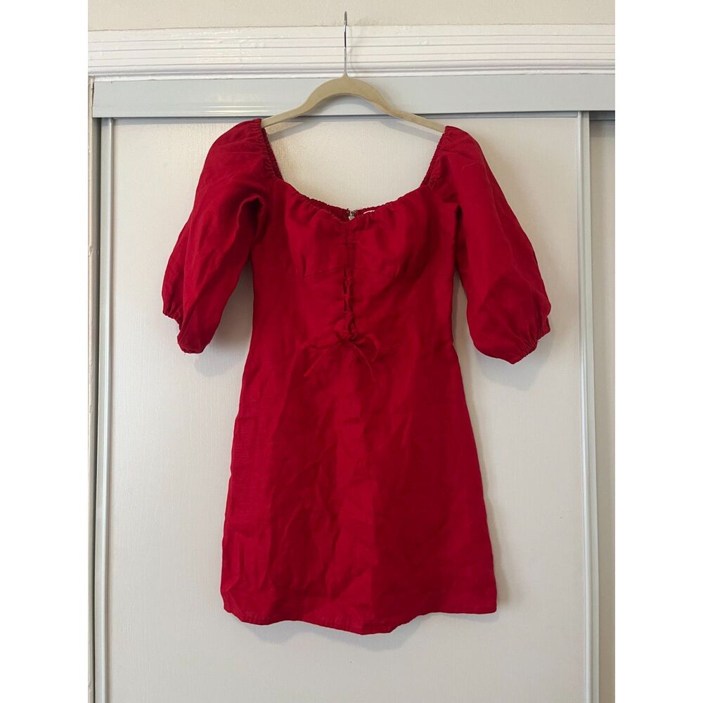NWOT Reformation Kathryn Linen Dress in Cherry - sz 0